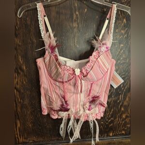 Frederick's of Hollywood Pink Feathered Bustier